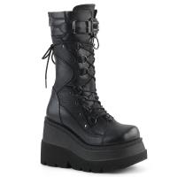 SHAKER-70 DemoniaCult lace-up mid-calf boot spikes o-ring black matte