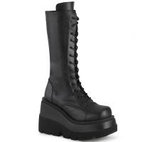 Sale SHAKER-72 DemoniaCult Damen Keilplateau Schnürstiefel schwarz Lederoptik 40