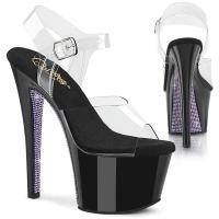 SKY-308CRS Pleaser high heels platform sandal clear black lavender contrast rhinestones