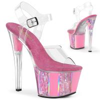 SKY-308OF Pleaser High Heels ankle strap sandal opal flake ornaments clear baby pink