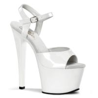 Sale SKY-309 Pleaser high heels platform ankle strap sandal white patent 38