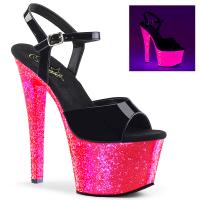 SKY-309UVLG Pleaser high heels platform ankle strap sandal neon uv hot pink patent