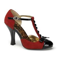 SMITTEN-10 Pin Up Couture pump mini bow accent red matte suede patent