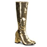 Auktion SPECTACUL-300SQ Bordello unisex knee boot block heel gold sequin 40