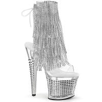 SPECTATOR-1017RSF Pleaser vegan platform ankle boot 4-layer clear silver chrome