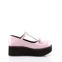 SPRITE-03 Demonia platform pump shoes t-strap bow baby pink patent 38