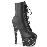 STARDANCE-1020 Pleaser high heels ankle boot silver multi-size rhinestones black matte