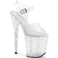 STARDANCE-808 Pleaser high heels ankle strap sandal clear multi rhinestones