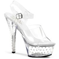 Sale STARDUST-608 Pleaser High-Heels Plateausandaletten klar mit Strass besetzt 41