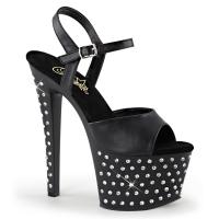 STARDUST-709 Pleaser high heels platform sandal black matte with rhinestones