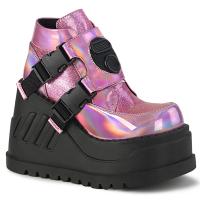 Sale STOMP-15 DemoniaCult Keilplateau Booties pink Hologramm Glitter Schnappverschluss 39