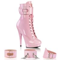 Sale SULTRY-1023 Fabulicious vegane High Heels Stiefeletten Manschetten babypink Lack 39