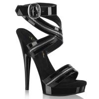 SULTRY-619 Fabulicious vegan high heels zipper wrap around platform sandal black patent