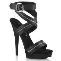 SULTRY-619 Fabulicious vegan high heels zipper wrap around platform sandal black matte