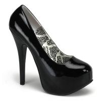 Sale TEEZE-06 Bordello high heels pump black patent with concealed platform 38