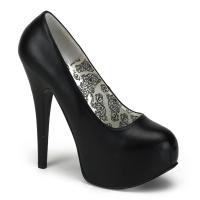 Auktion TEEZE-06 sexy Bordello High-Heels Pumps schwarz Lederoptik mit verstecktem Plateau 41