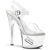 TIPJAR-708-5 Pleaer high heels ankle strap sandal tip jar slot lettering clear