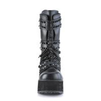Sale TRASHVILLE-138 DemoniaCult platform mid-calf boot ring chain pyramid studded black matte 43