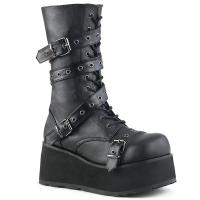 Sale TRASHVILLE-205 DemoniaCult Unisex platform calf boot black wrap around strap 45