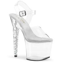 Sale UNICORN-708RSH Pleaser high heels ankle strap sandal clear spiral AB rhinestones 41