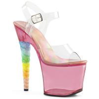 UNICORN-708T Pleaser High-Heels Plateausandaletten Einhornabsatz transparent pink getönt