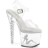 UNICORN-708TGRS Pleaser ankle strap sandal spiral rhinestones trucker girls clear