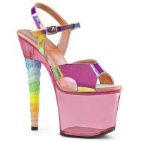 UNICORN-711T Pleaser high heels platform sandal unicorn heel hologram pink tinted