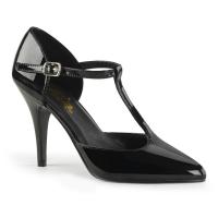 Sale VANITY-415 Pleaser High-Heels T-Riemchen Pumps seitlich offen schwarz Lack 39