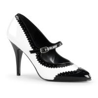 Sale VANITY-442 Pleaser Damen High-Heels Riemchenpumps Bi-Color schwarz-weiß Lack 35