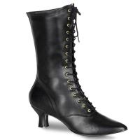 Sale VICTORIAN-120 Funtasma front lace-up mid calf boot black vegan leather 40