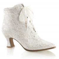 Sale VICTORIAN-30 Fabulicious lace-up ankle bootie ivory satin-lace overlay 37