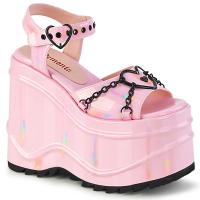 Sale WAVE-09 DemoniaCult Damen High Heels Plateausandaletten Herzring Ketten babypink Hologramm 39