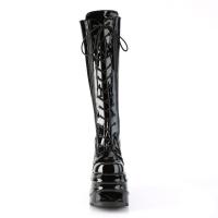 Sale WAVE-200 DemoniaCult platform lace-up knee high boot black patent 40