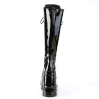 Sale WAVE-200 DemoniaCult platform lace-up knee high boot black patent 40