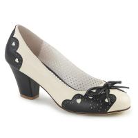 WIGGLE-17 Pin Up Couture pump heart cout out bow detail black-cream matte