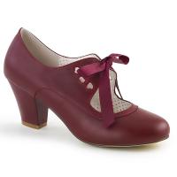 Sale WIGGLE-32 Pin Up Couture mary jane pump ribbon tie heart cutouts burgundy matte 39