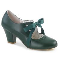 WIGGLE-32 Pin Up Couture Mary Jane Damen Pumps Herz Cutouts dunkel grün Lederoptik