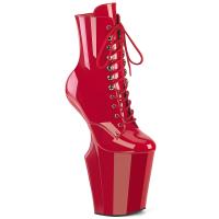 WORSHIP-1020 Pleaser High Heels Absatzlose hohe Plateaustiefeletten rot Lack