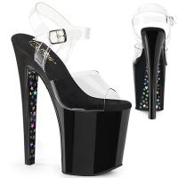 XTREME-808CHS Pleaser high heels strap sandal holographic stars clear black silver