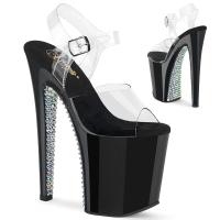 XTREME-808SPRS Pleaser high heels ankle strap sandal spike rhinestones clear silver multi