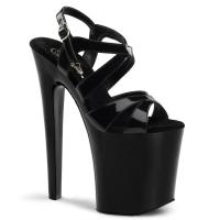 XTREME-872 Pleaser high heels platform ankle strap sandal black patent