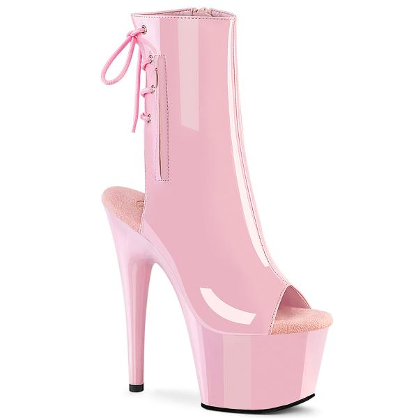 ADORE-1018 Pleaser High-Heels Plateaustiefeletten babypink Lack Fersen- Zehenoffen