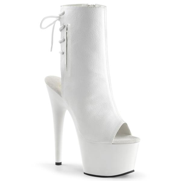 Auktion ADORE-1018 Pleaser high heels platform open toe ankle boot white vegan leather 38