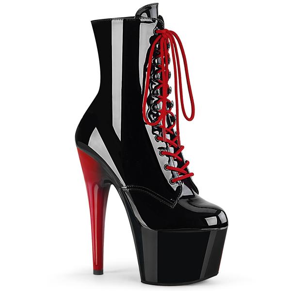 ADORE-1020 Pleaser high heels platform lace-up ankle boot black red patent