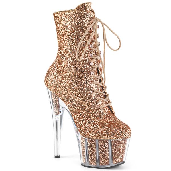 ADORE-1020G Pleaser High-Heels Platform Ankle Boots rosegold Glitter