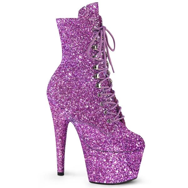 ADORE-1020GWR Pleaser vegan Damen High Heels Plateaustiefeletten lavendel Glitter