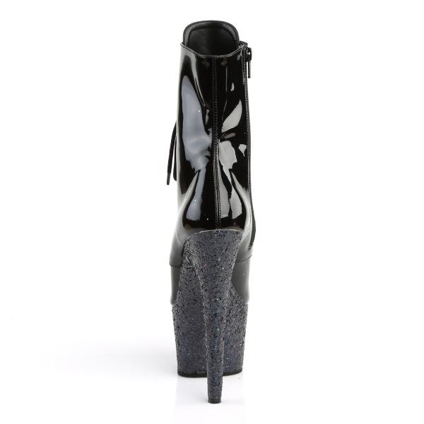 Sale ADORE-1020LG Pleaser High-Heels Plateau Schnürstiefeletten schwarz Lack Multiglitter 42