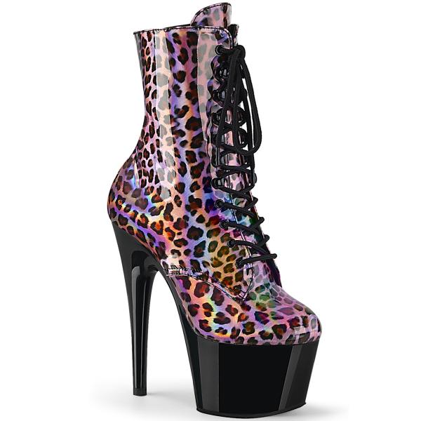 ADORE-1020LP Pleaser High-Heels Plateaustiefeletten pink leoprint Hologramm