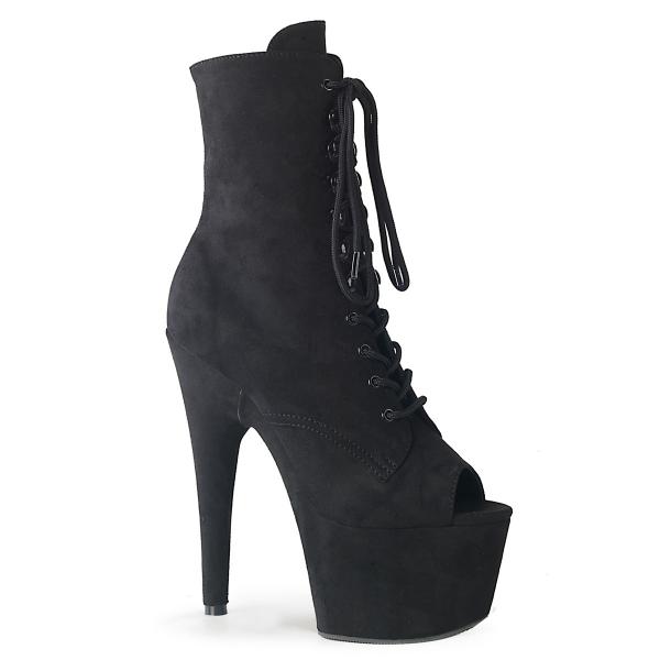 ADORE-1021FS Pleaser High-Heels Peep-Toe Plateaustiefeletten schwarz Velours