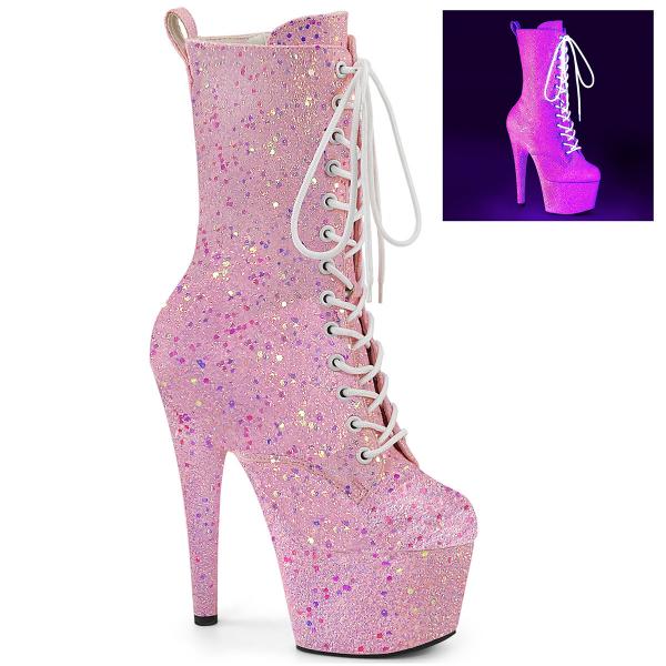 ADORE-1040-IG Pleaser high heels platform ankle boot neon baby pink iridescent glitter